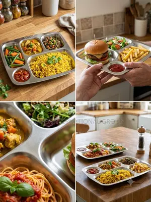 Brand New Sus304 Stainless Steel 5-Paertition Food Tray - Rust Proof