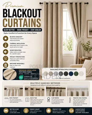 Premium Blackout Curtains (2 Pair) Thermal Insulated | Textured Linen