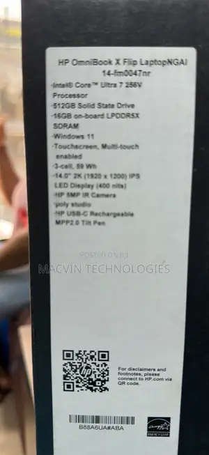 New Laptop HP OmniBook X Flip 14" 16GB Intel Core Ultra 7 SSD 512GB