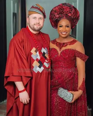 Premium Crimson Beaded Bridal Illusion Gown