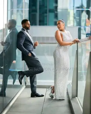 Luxury Shimmering Silver Column Gown With Illusion Back