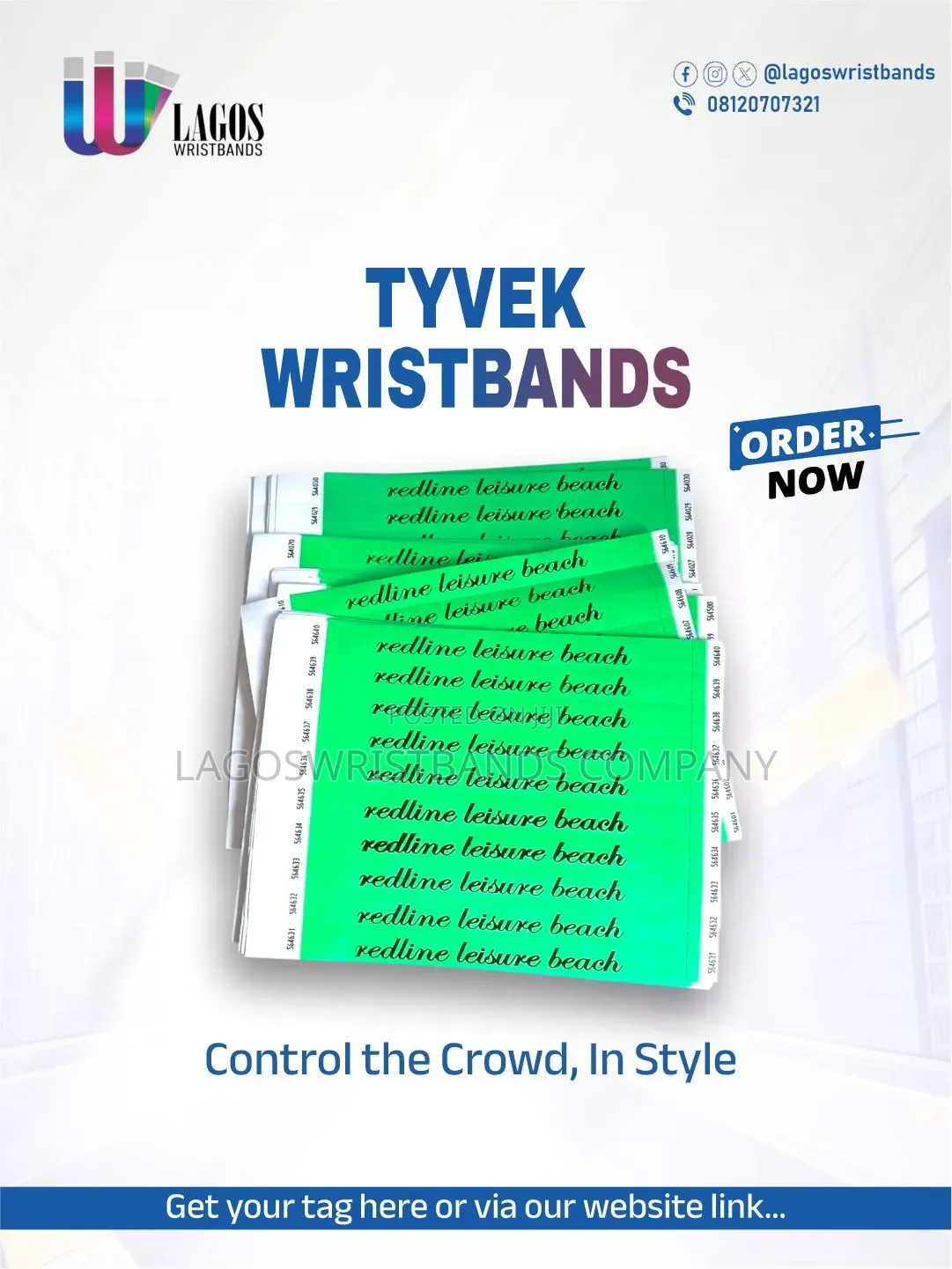 1,000pcs Plain Tyvek Paper Wristbands