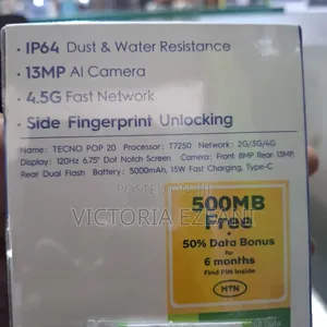 New Tecno Pop 20 128 GB Black