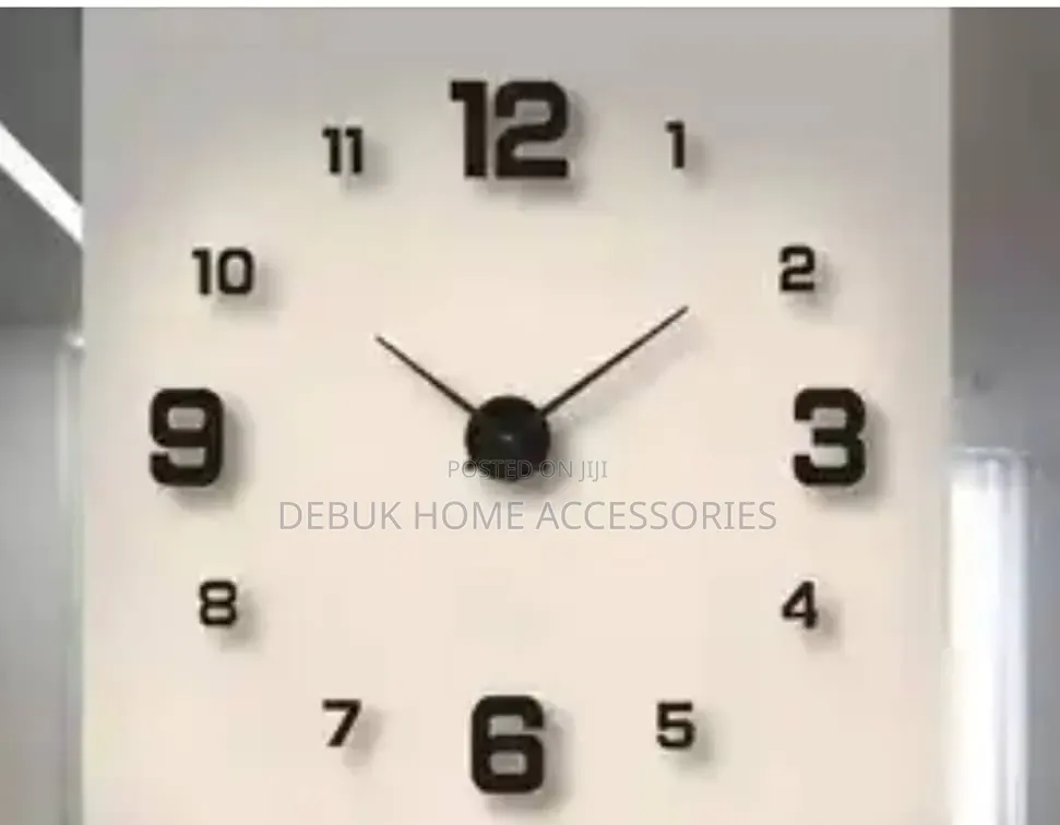 Black 120cm Diy 3d Wall-Clock