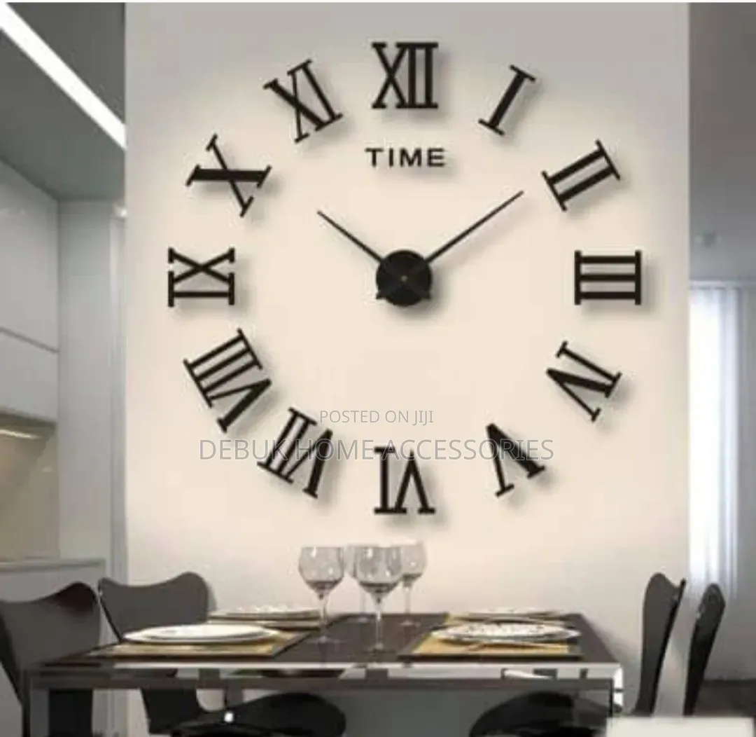 Black 120cm Diy 3d Wall-Clock