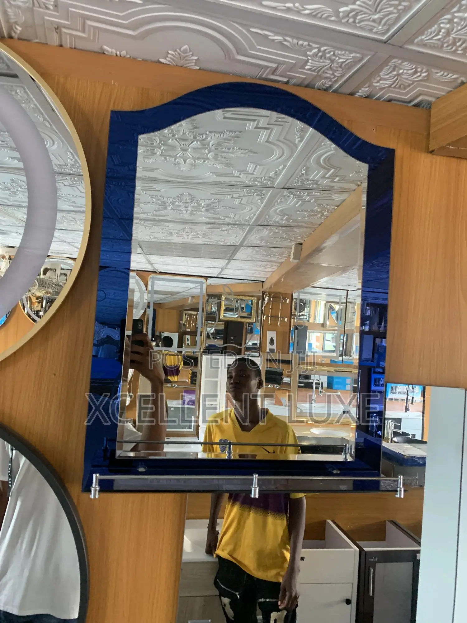 Plain Mirror With Single Shelf