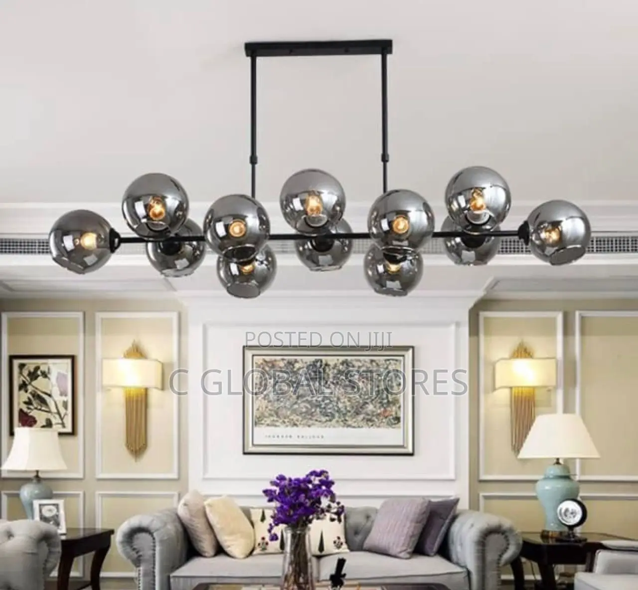 Black Glass Dining Light