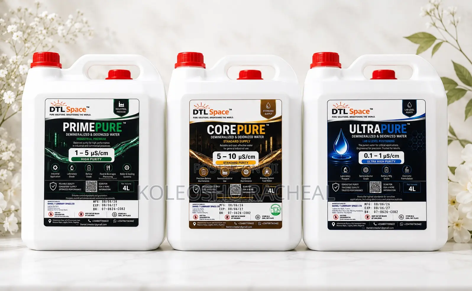 Premium Distilled/Demineralized/Deionized Water For Industrial Use