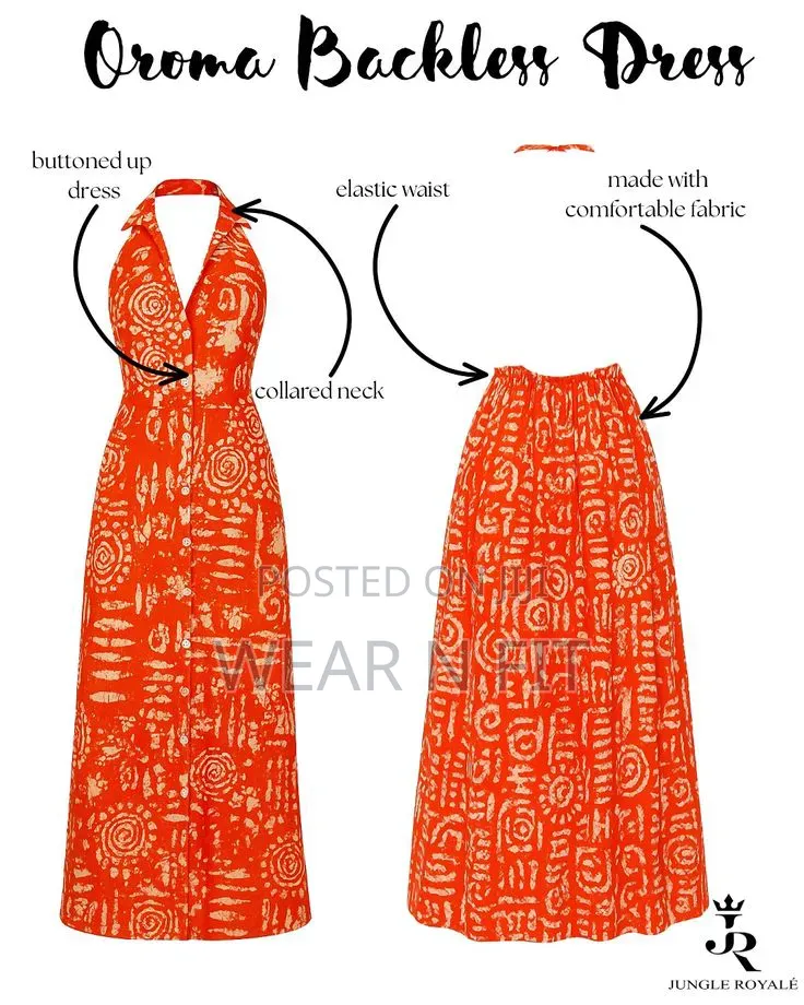 Chic Backless Halter Ankara Dress