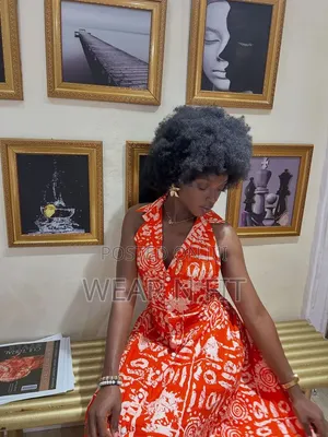 Chic Backless Halter Ankara Dress