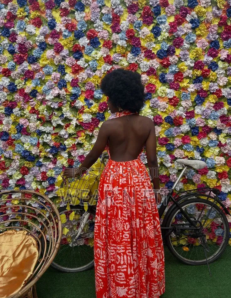 Chic Backless Halter Ankara Dress