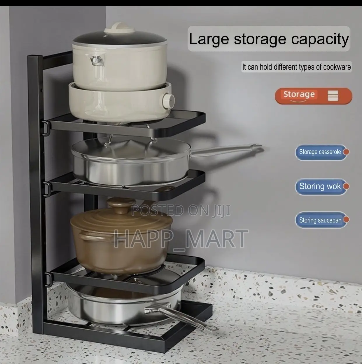 4-Tier Kitchen Pot Pan Storage Rack
