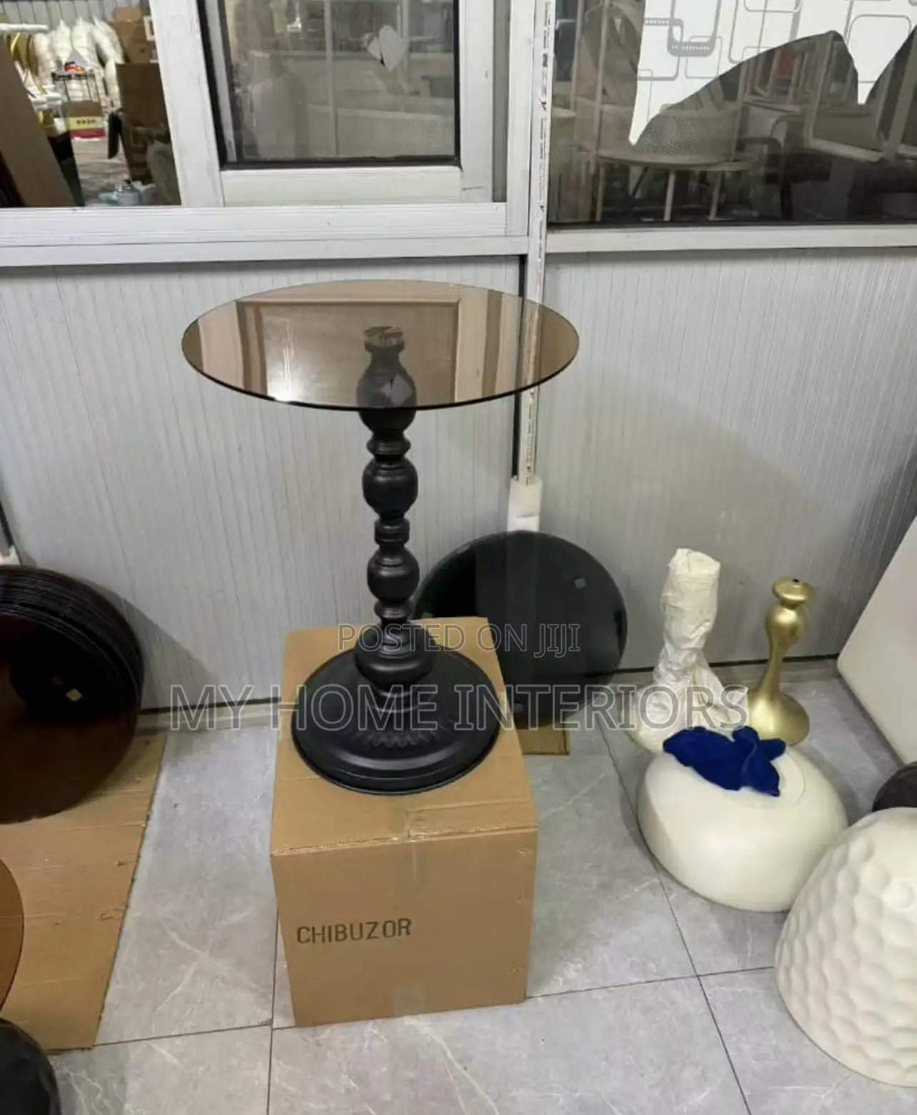 Vintage Glass Top Side Table