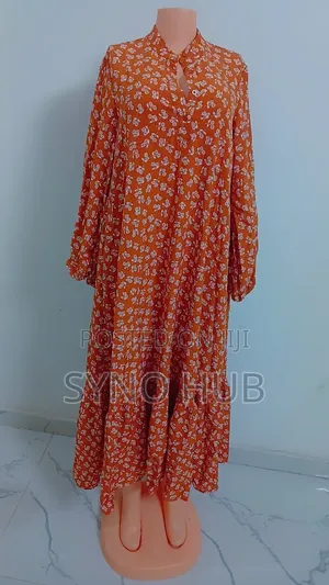 Brown Flare Dress With Buttons