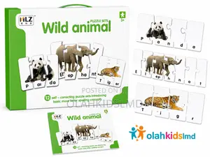 Wild Animal Spelling Puzzle Set – 12 Self-Correcting Educational Puzzl