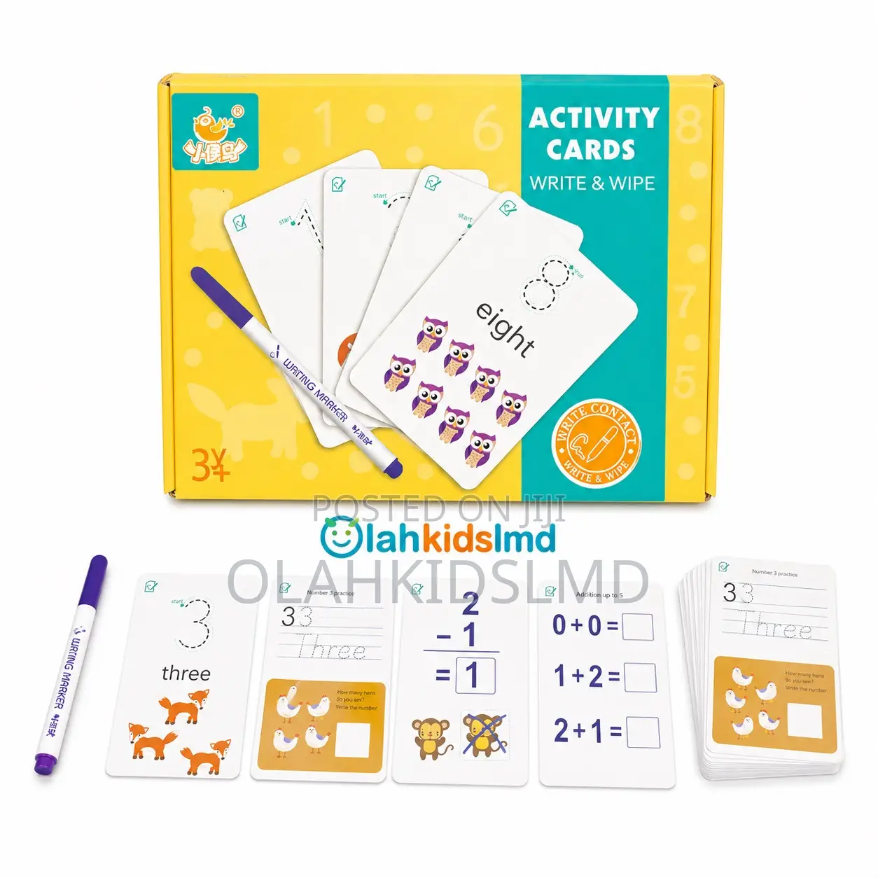 Write Wipe Activity Cards – Number Tracing Math Learning Set (3+)