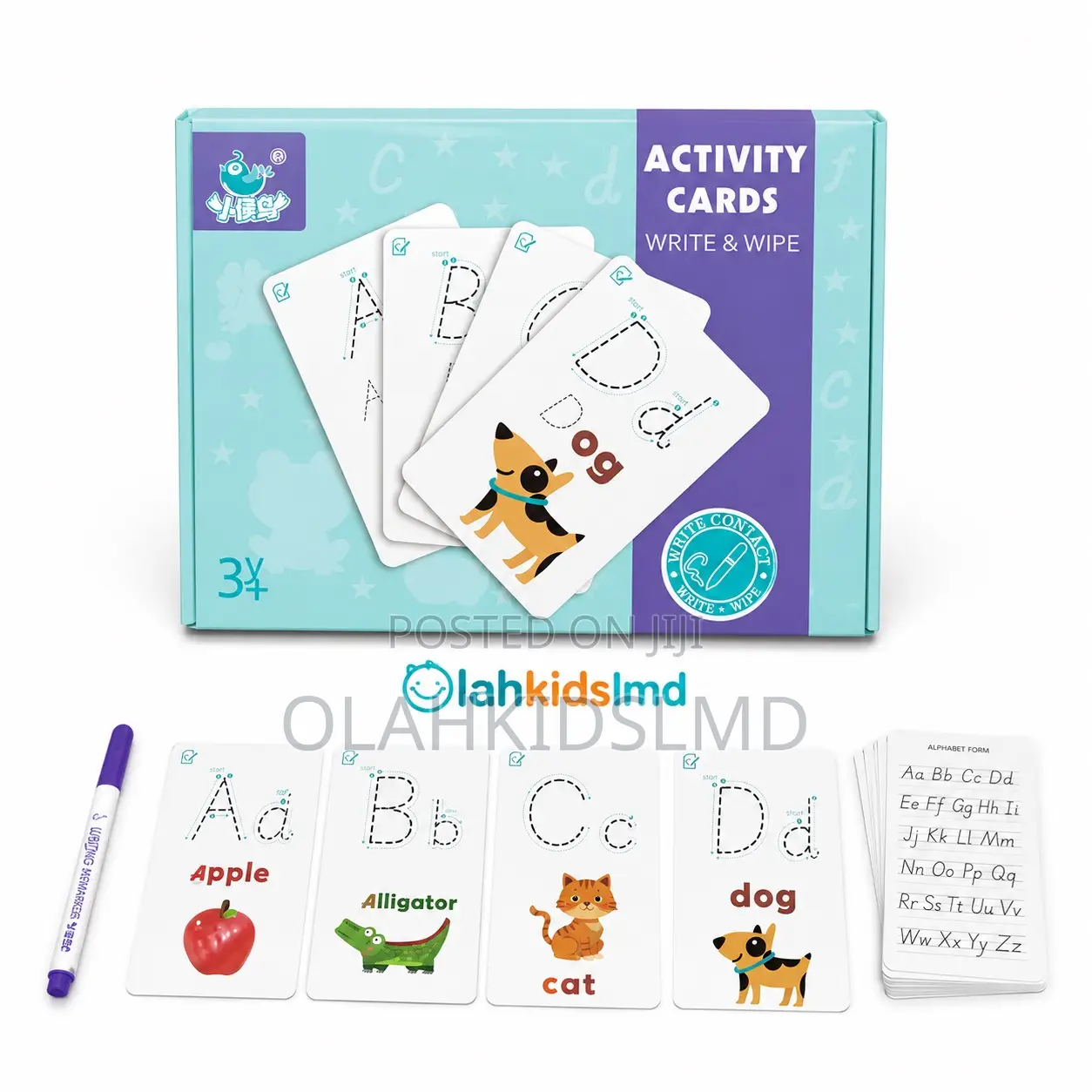 Write Wipe Activity Cards – Alphabet Tracing Word Learning Set (3+