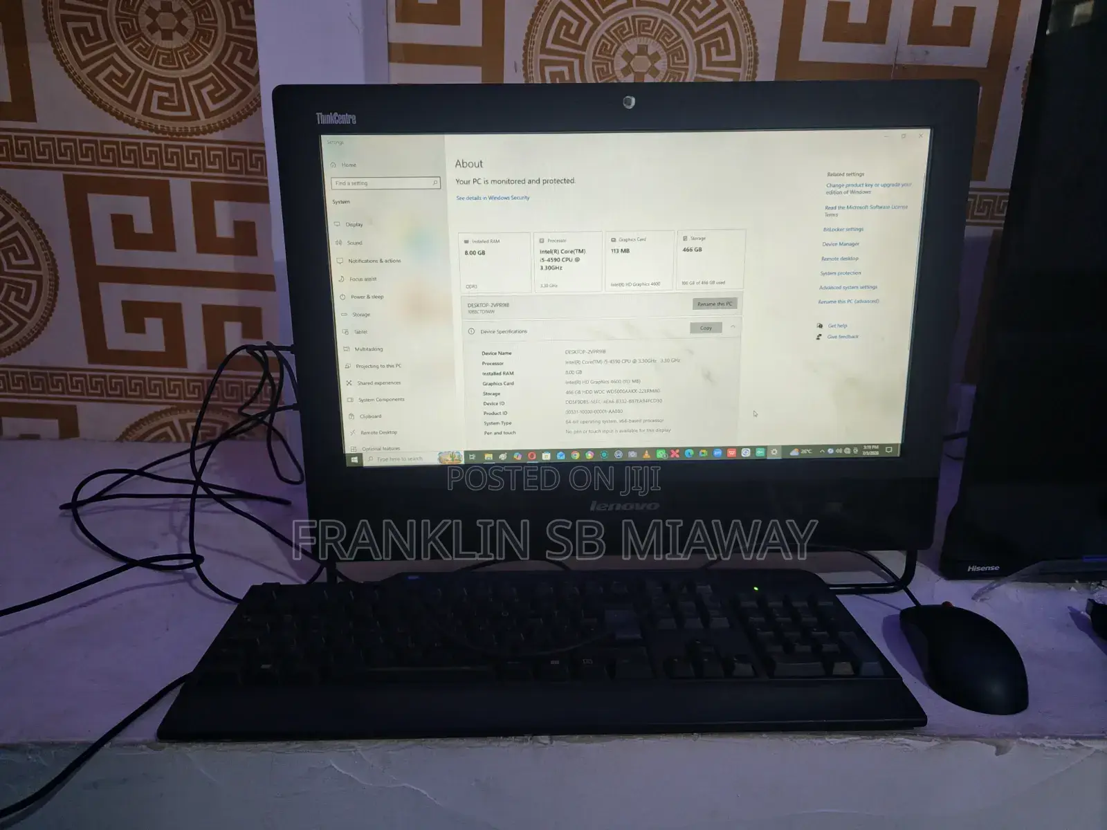 Desktop Computer Lenovo 8GB Intel Core i5 HDD 500GB