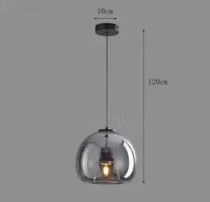 Modern Smoked Glass Pendant Light – 120cm Drop