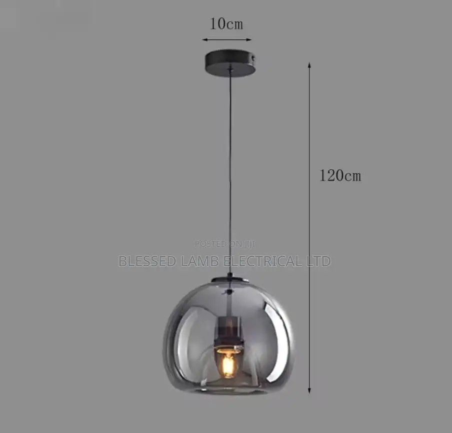 Modern Smoked Glass Pendant Light – 120cm Drop