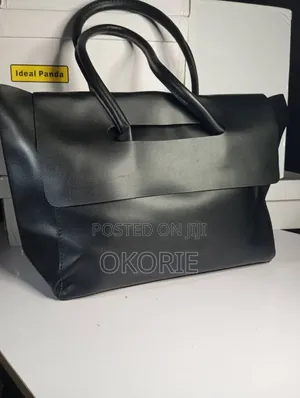 Women's Pu Leather Top Handle Tote Handbag – Black