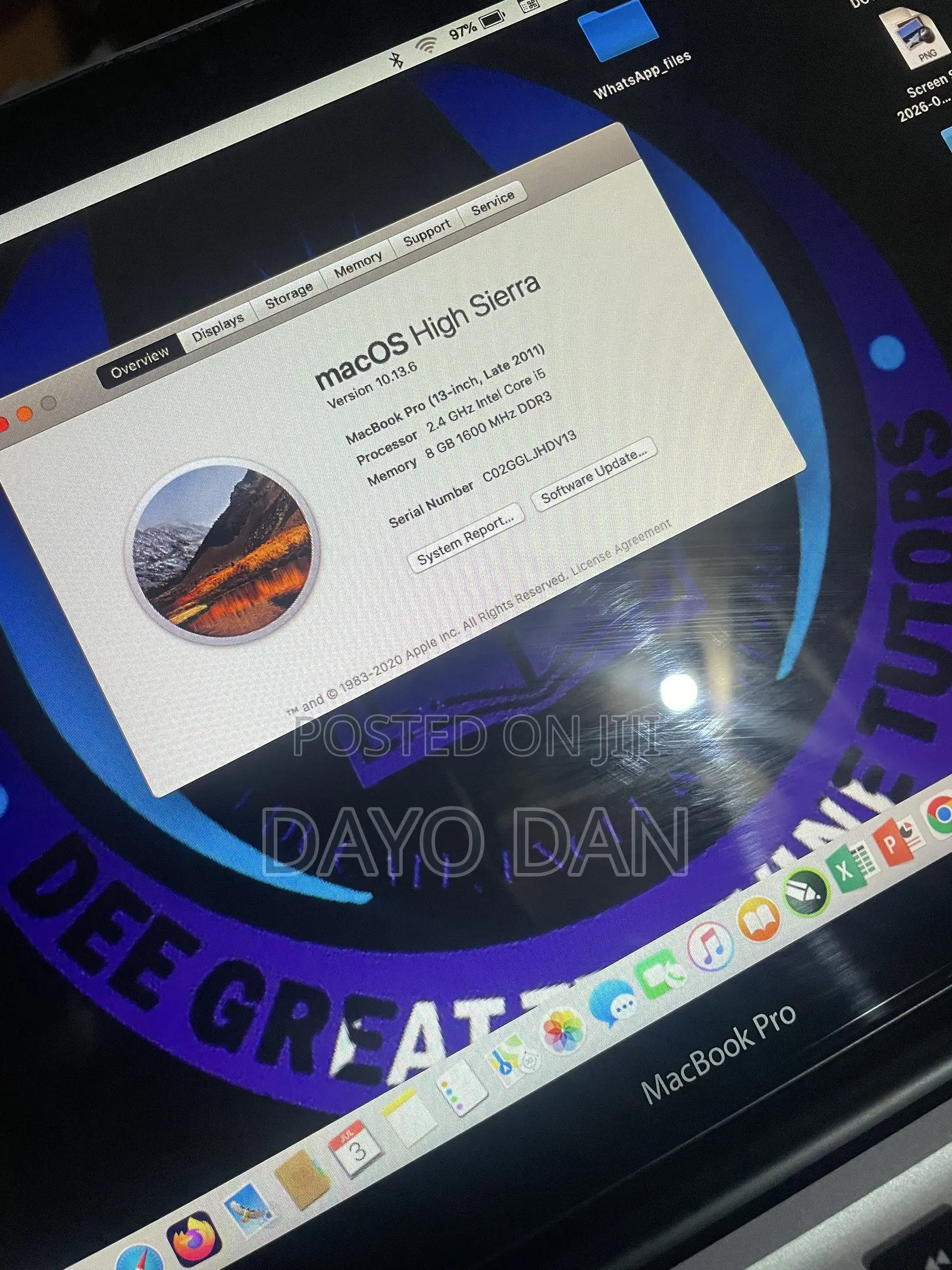 Laptop Apple MacBook Pro 2011 8GB Intel Core i5 HDD 500GB