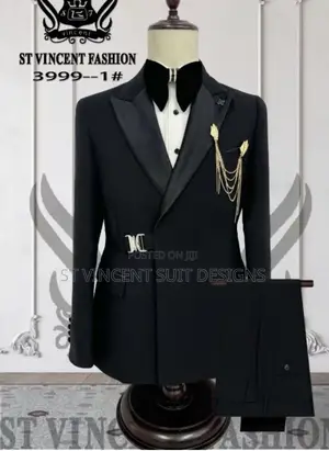 Black Double Breasted Tuxedo Suit