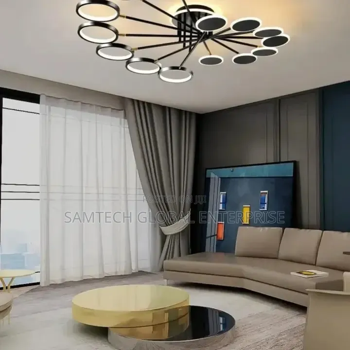 Modern Orbit Led Ceiling Chandelier – Black Luxury Statement Light