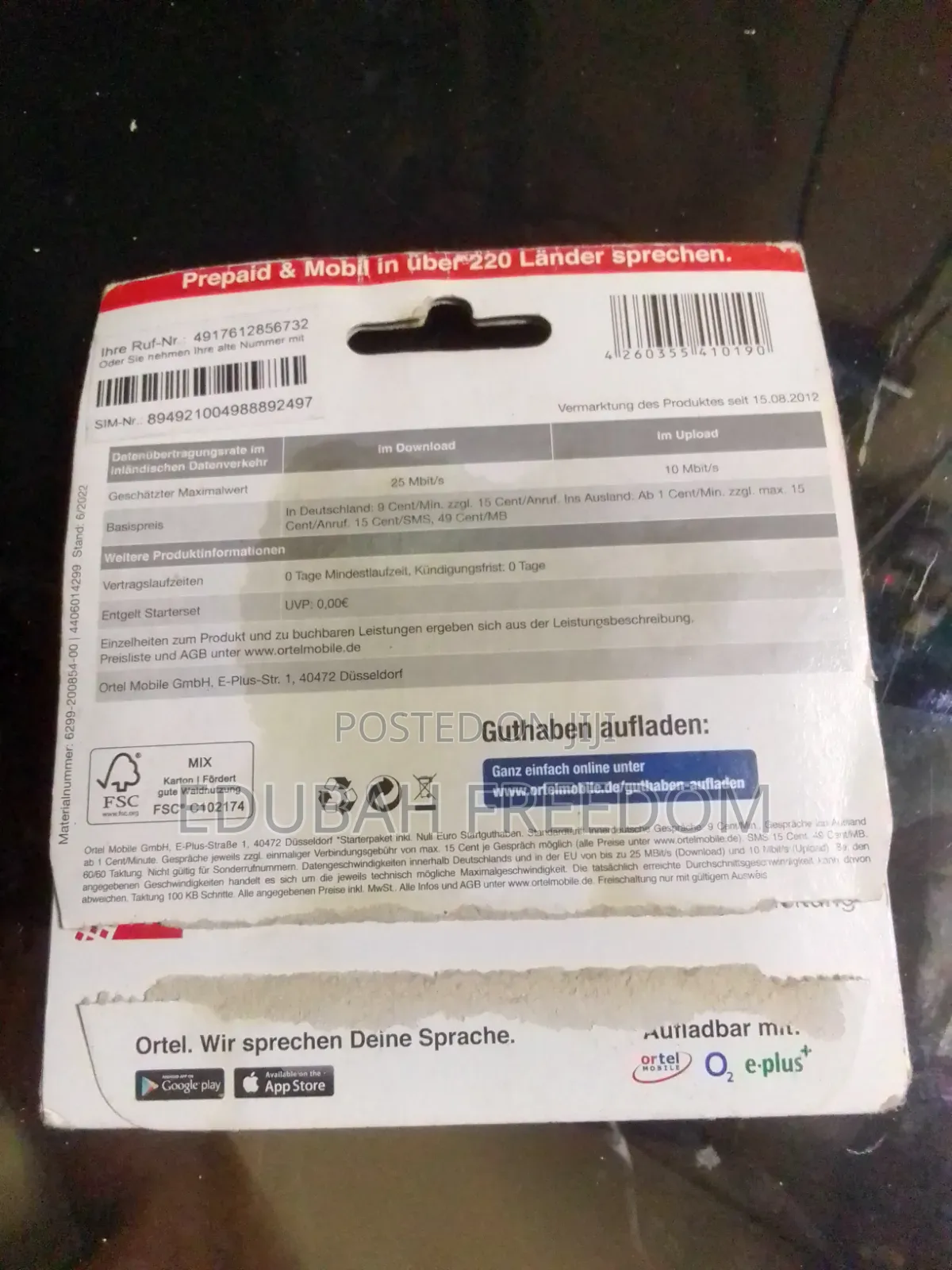 Germany Sim Card (Ortel Mobile)
