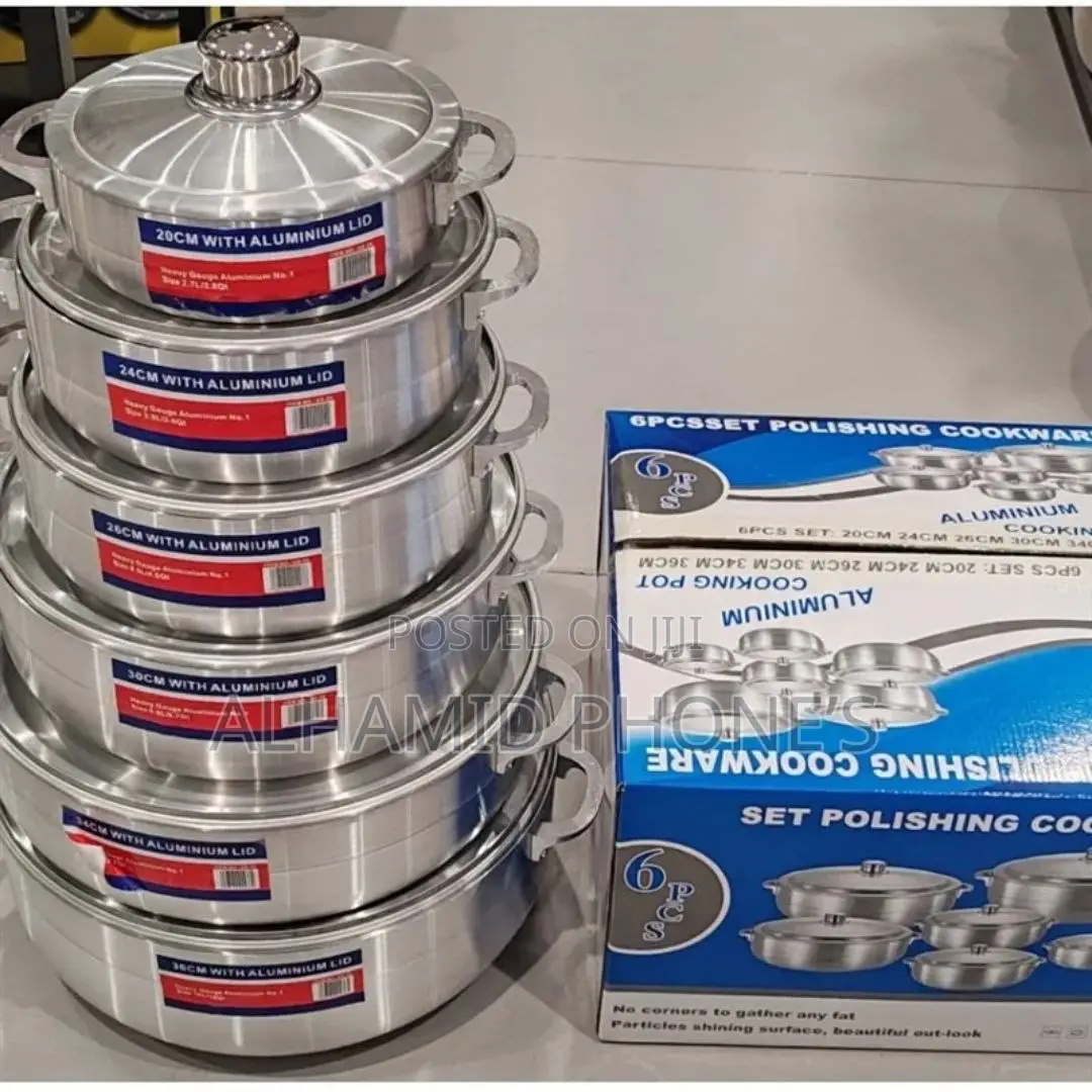 6pcs Polished Aluminum Cookware Set