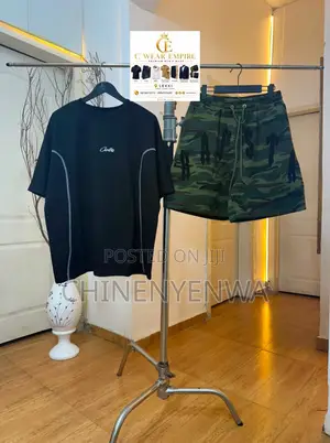 Black T-Shirt Camo Shorts Set