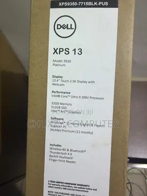 New Laptop Dell XPS 13 9350 32GB Intel Core Ultra 9 SSD 512GB
