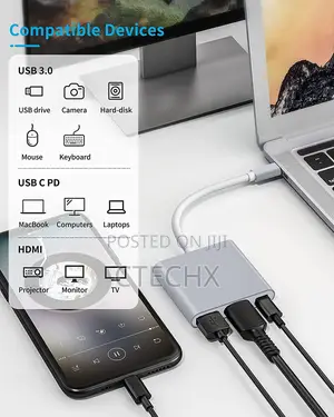 3 in 1 Multiport Usb Type C to Hdmi Usb3.0 and Usb C Power Delivery