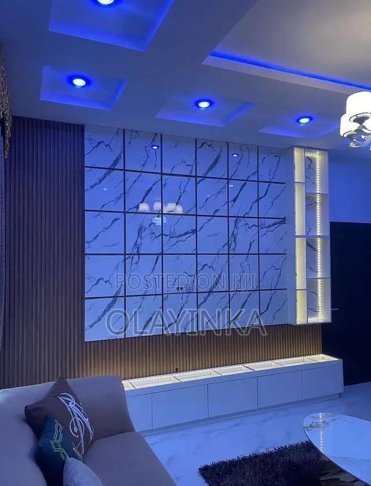 Modern Luxury Tv Console With Wall Panel Led Lighting