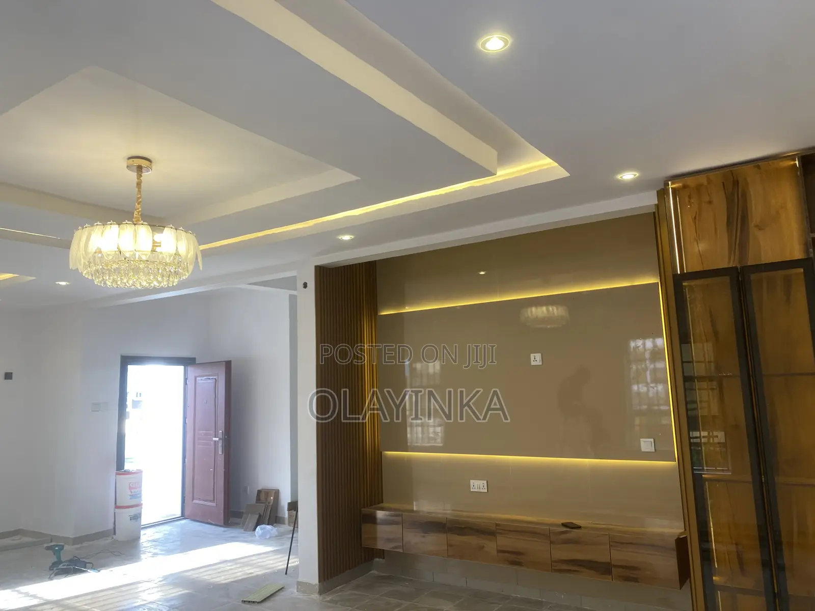 Modern Luxury Tv Console With Wall Panel Led Lighting