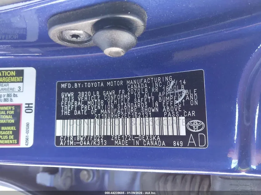 Toyota Corolla 2015 Blue