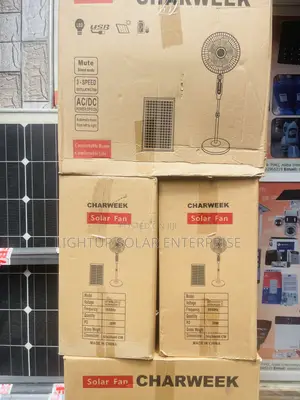 Charweek Ac/Dc Solar Rechargeable Fan