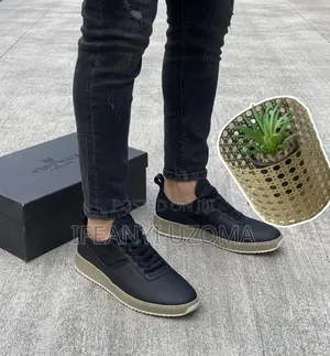 Pure Leather Quality Black Color Sneakers