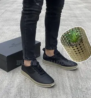 Pure Leather Quality Black Color Sneakers