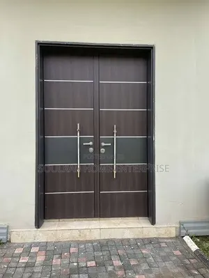 Chocolate Double HDF Door With Frame, Lock, Inches and Installation