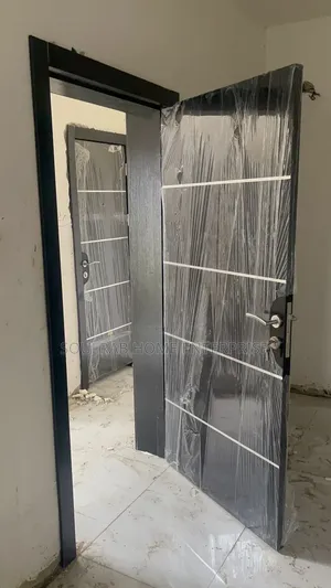 Deep Black With Chrome HDF Door With Frame, Lock, Inches Instalation