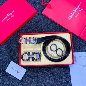 Ferragamo/Coach Luxury Men Durable Leather Double Buckle 2in1 Belt