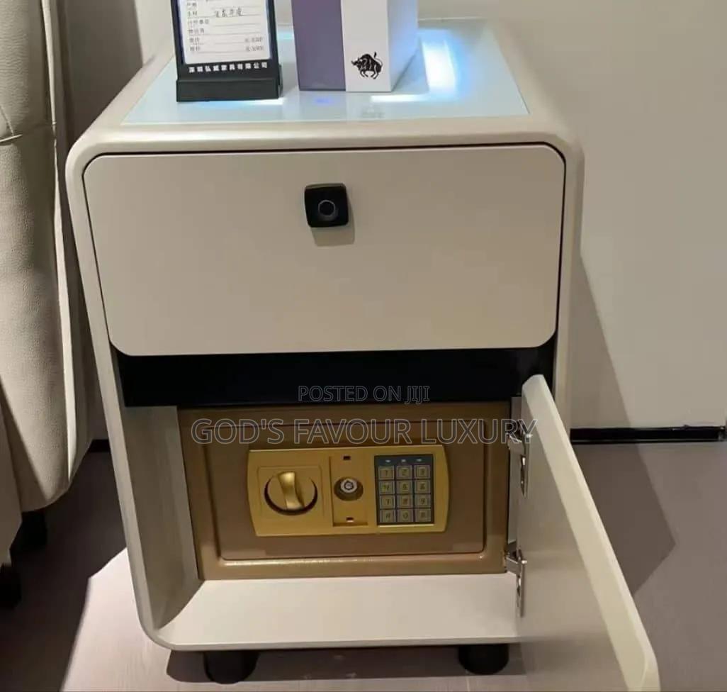 Bedside Cabinet With Smart Lock/Key Safe Box, Wireless Charging Spot