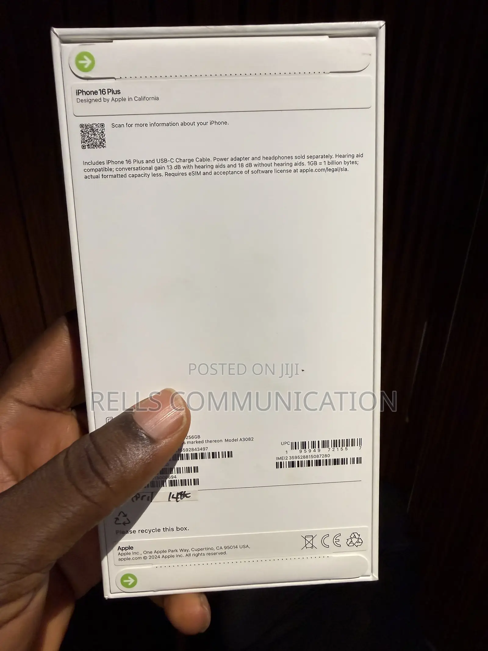 New Apple iPhone 16 Plus 128 GB Black
