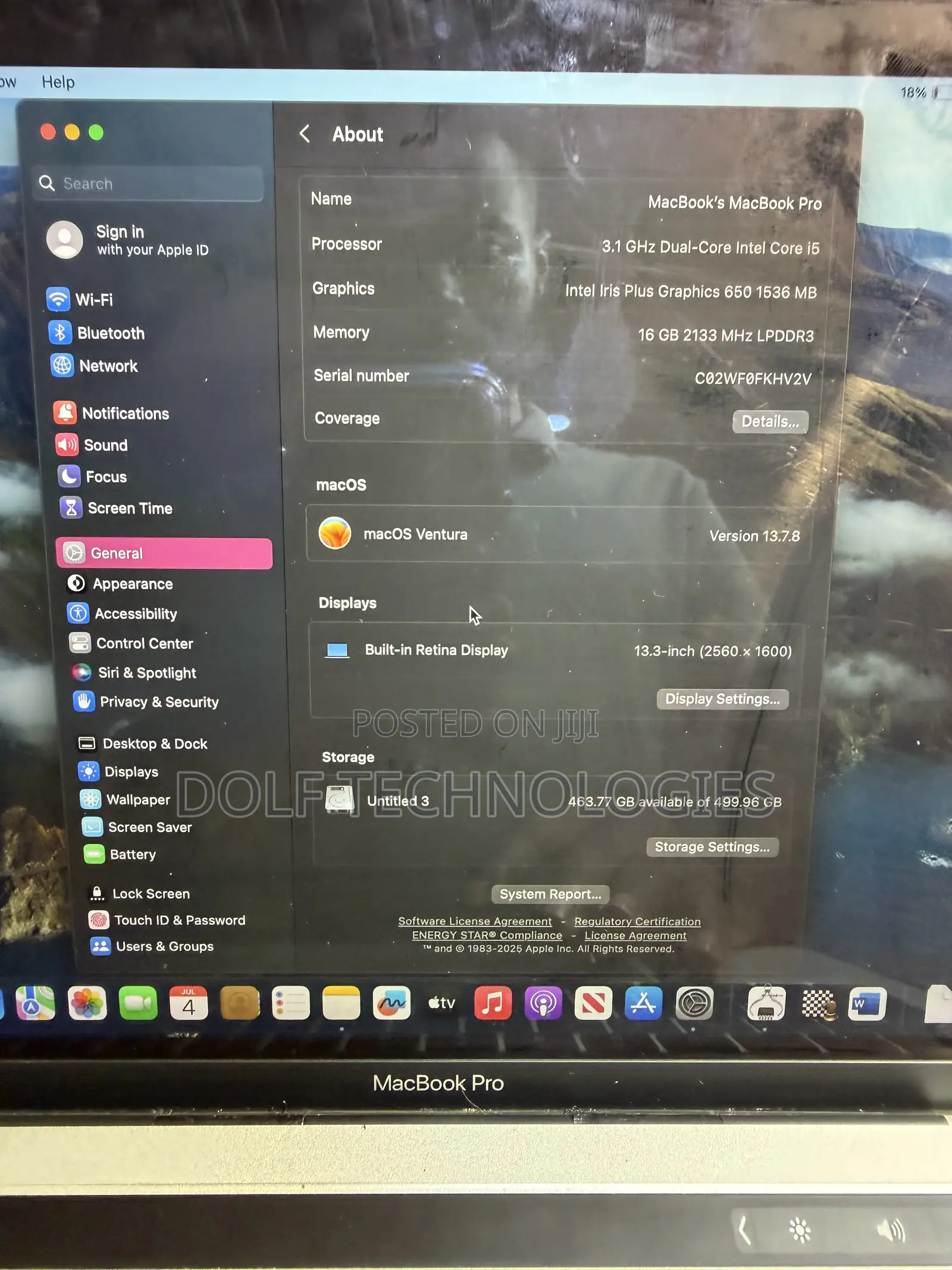 Laptop Apple MacBook Pro 2017 16GB Intel Core i5 SSD 512GB