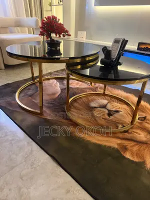 2 in 1 Faux Marble and Gold Metal Frame Center Table