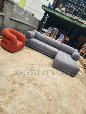 Modernized L-Shaped Upholstery Padded Sofa.
