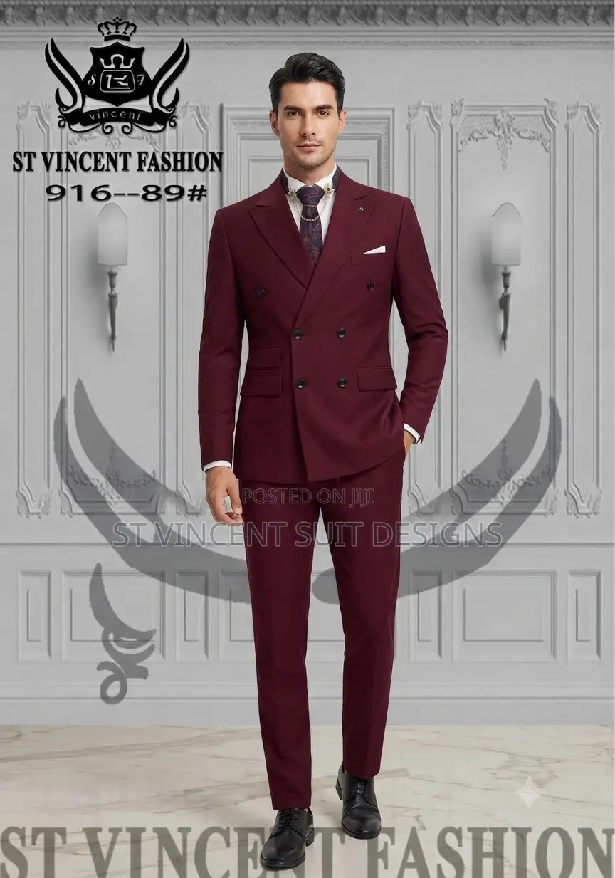 Plain Wine Doublebreasted Suit