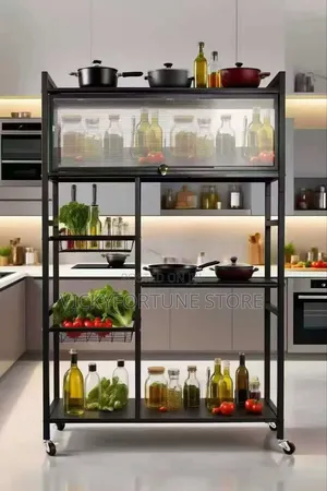 High Quality Kitchen Shelve With Covered Plate Rack And Side Baskets..
