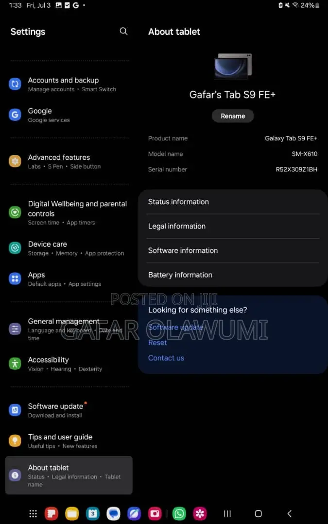 Samsung Galaxy Tab S9 FE+ 128 GB Blue